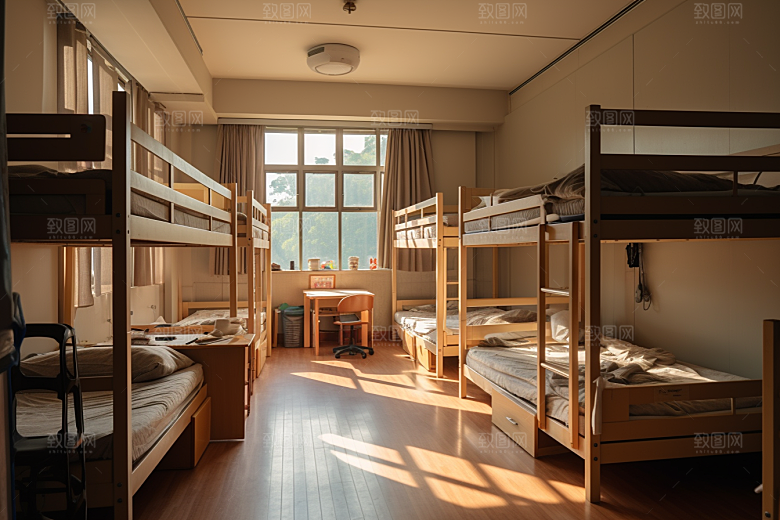 学校宿舍简约上下铺摄影图