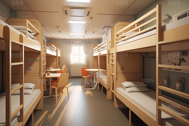 学校宿舍校园室内摄影图