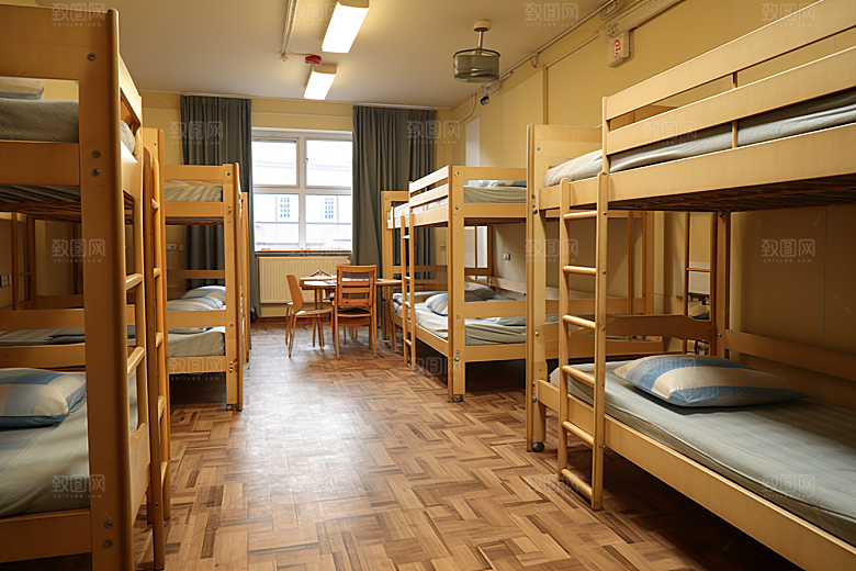 学校宿舍上下铺高清摄影图
