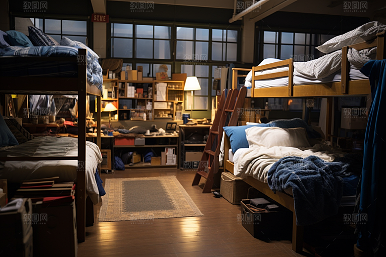 学校宿舍大学上下铺摄影图