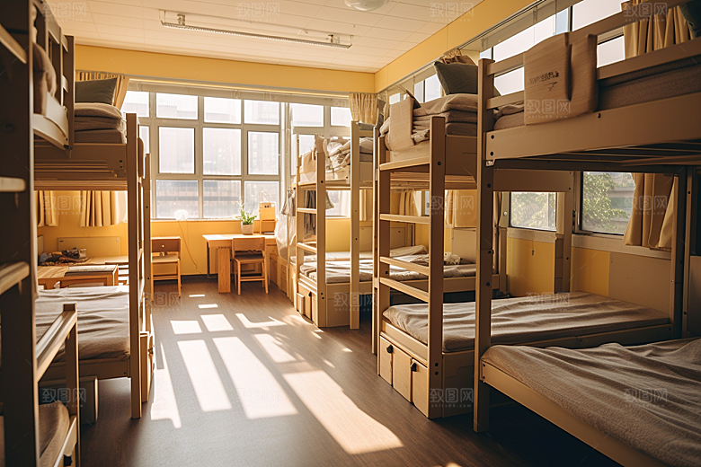 学校宿舍温馨简约摄影图