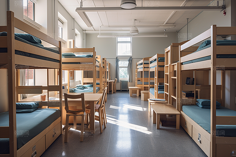 学校宿舍上下铺学校生活摄影图