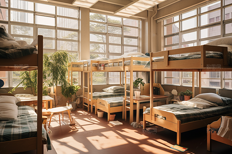 学校宿舍室内学校生活摄影图