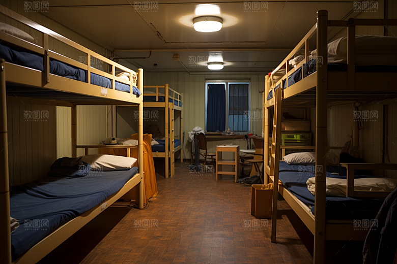 学校宿舍上下铺住校摄影图