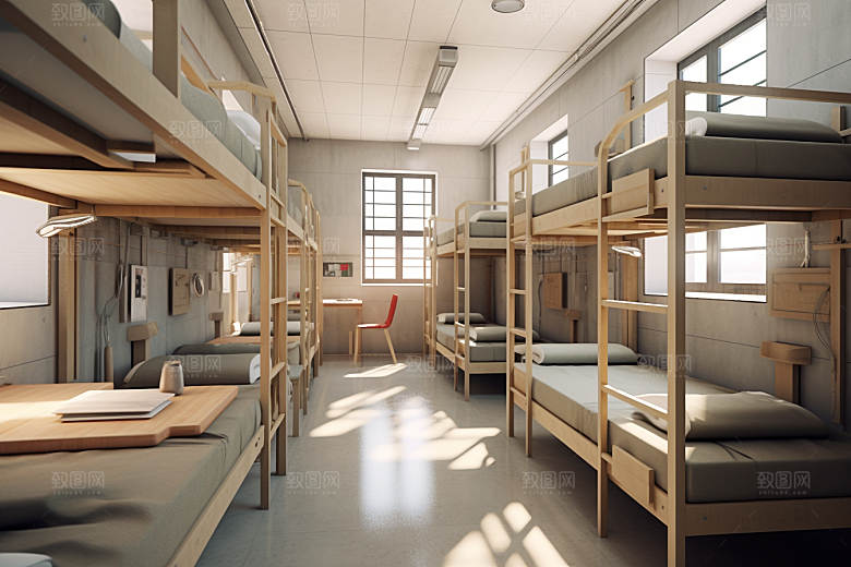 学校宿舍住校室内摄影图