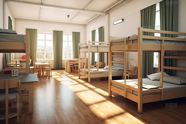 学校宿舍上下铺住校摄影图