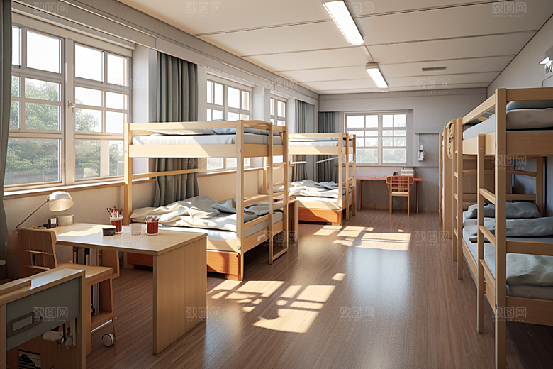 学校宿舍住校室内摄影图