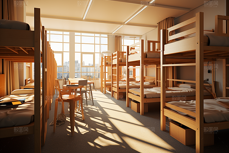 学校宿舍上下铺开学季摄影图