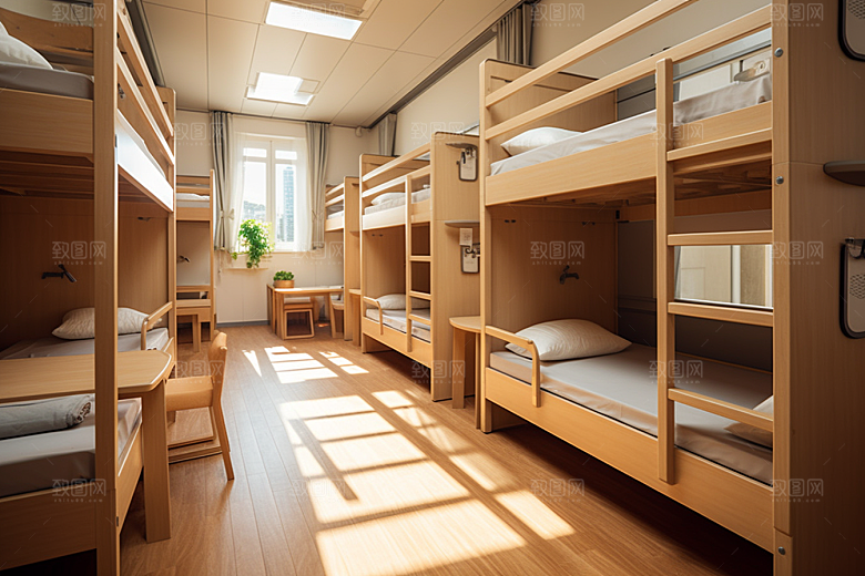 学校宿舍上下铺校园摄影图