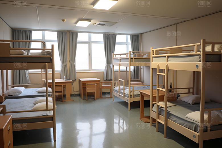 学校宿舍室内住校摄影图