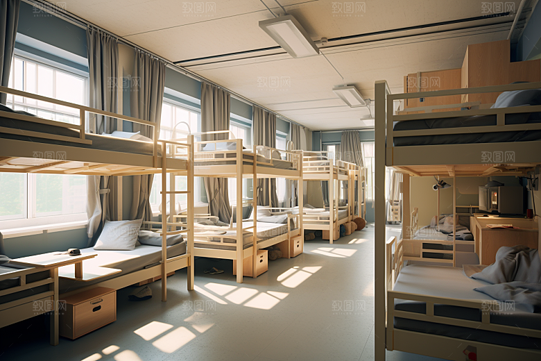 学校宿舍室内学校生活摄影图