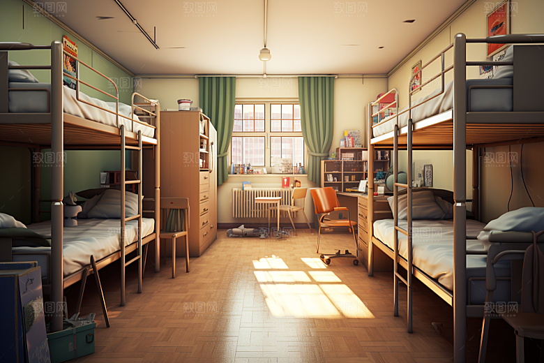 学校宿舍简约高中摄影图