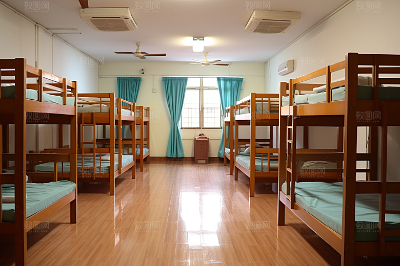 学校宿舍温馨上下铺摄影图