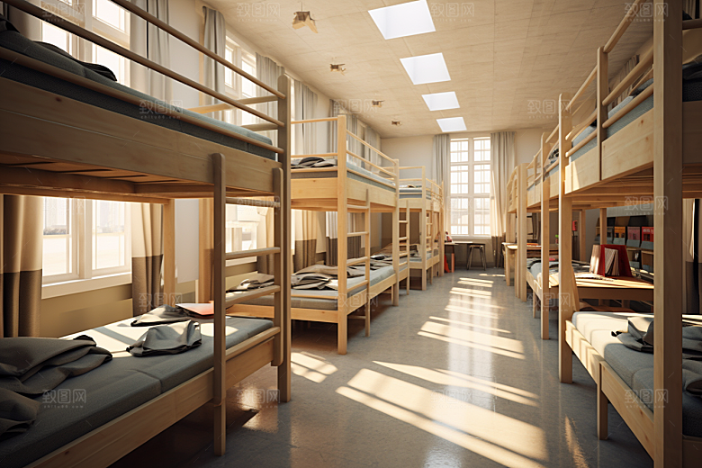 学校宿舍住校上下铺摄影图