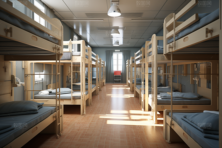 学校宿舍住校上下铺摄影图