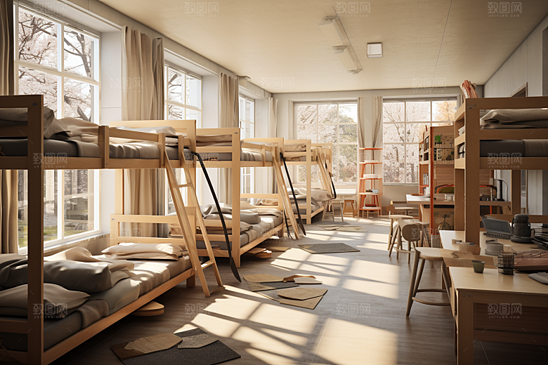 学校宿舍简约住校摄影图