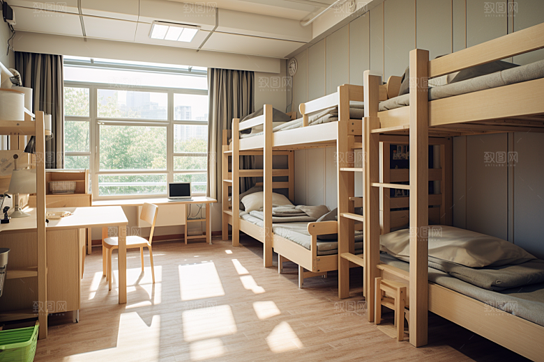 学校宿舍温馨简约摄影图