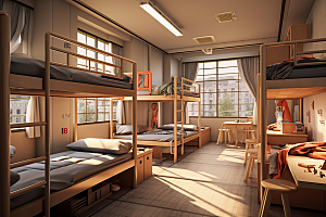 学校宿舍上下铺开学季摄影图