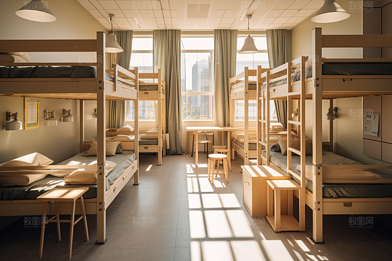 学校宿舍高中上下铺摄影图