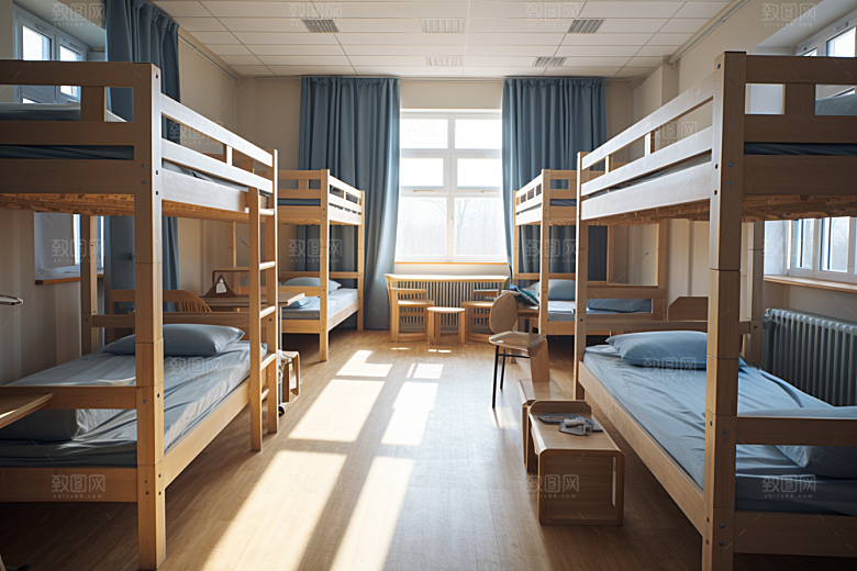 学校宿舍上下铺学校生活摄影图