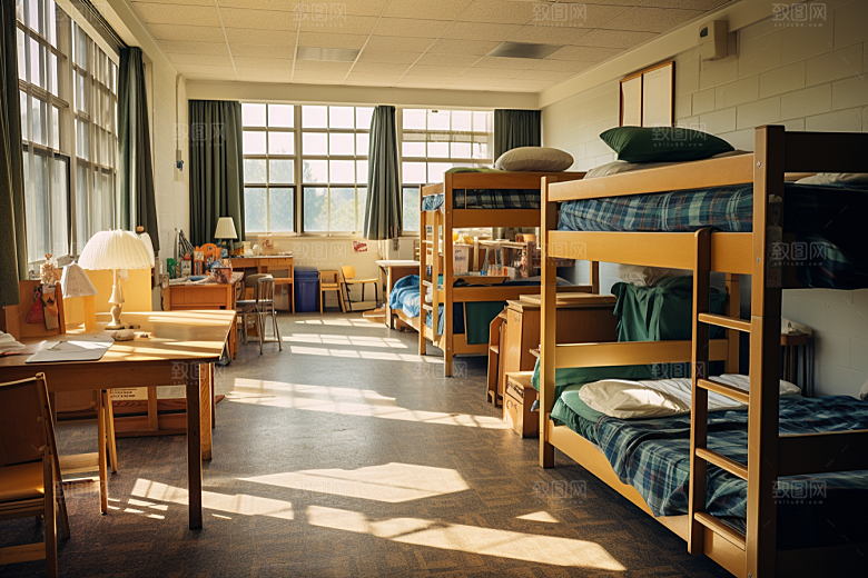 学校宿舍上下铺住校摄影图