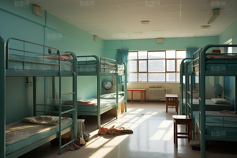 学校宿舍住校上下铺摄影图