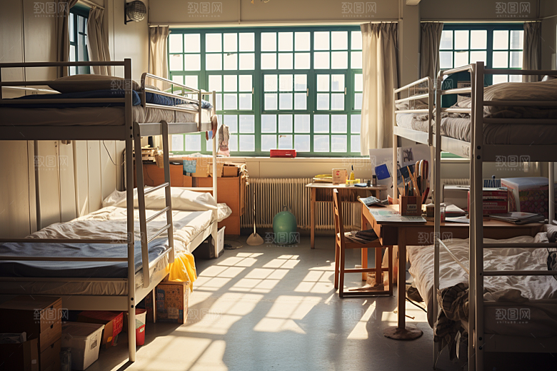 学校宿舍住校室内摄影图
