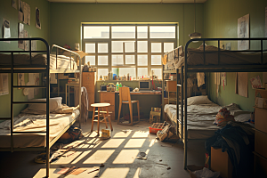 学校宿舍简约住校摄影图