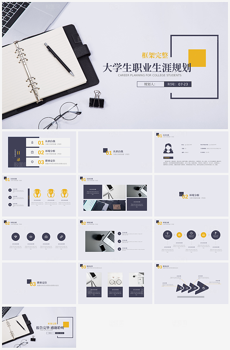 大学生职业生涯规划模板PPT
