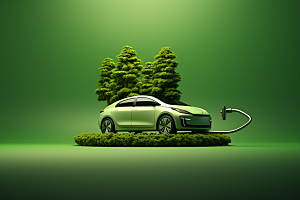 新能源汽车清新绿色出行素材