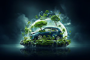 新能源汽车绿色出行自然素材