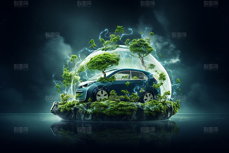 新能源汽车绿色出行自然素材