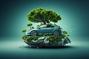 新能源汽车自然电车素材