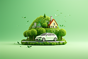 新能源汽车低碳清新素材