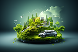 新能源汽车减排元素素材