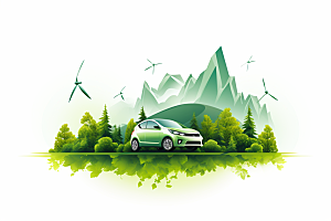 新能源汽车绿色出行元素素材