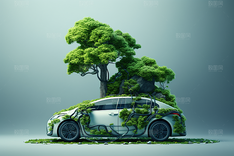 新能源汽车清新减排素材