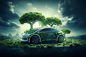 新能源汽车元素清新素材