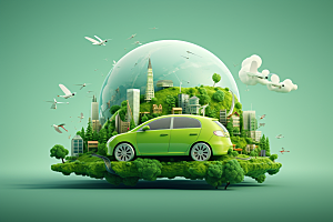 新能源汽车清新元素素材