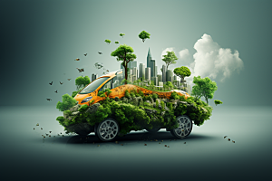 新能源汽车绿色出行低碳素材