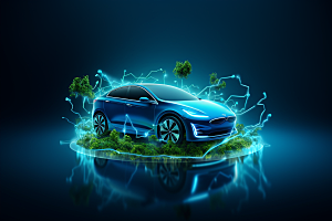 新能源汽车绿色出行清新素材