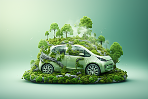 新能源汽车绿色出行自然素材