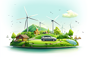 新能源汽车元素绿色出行素材