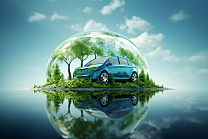 新能源汽车自然清新素材