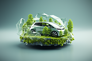 新能源汽车自然清新素材
