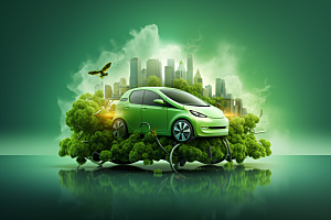 新能源汽车清新元素素材