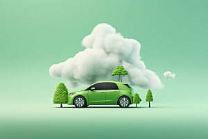 新能源汽车减排清新素材