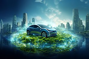 新能源汽车电车减排素材