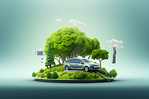 新能源汽车可持续发展清新素材