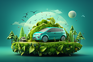 新能源汽车清新减排素材